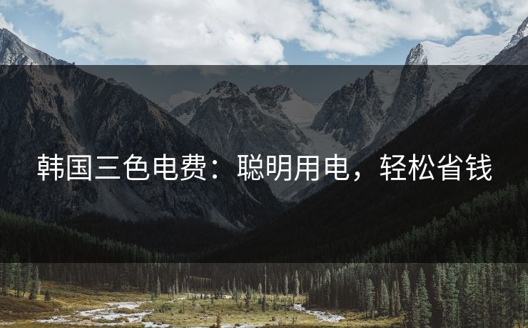 韩国三色电费：聪明用电，轻松省钱
