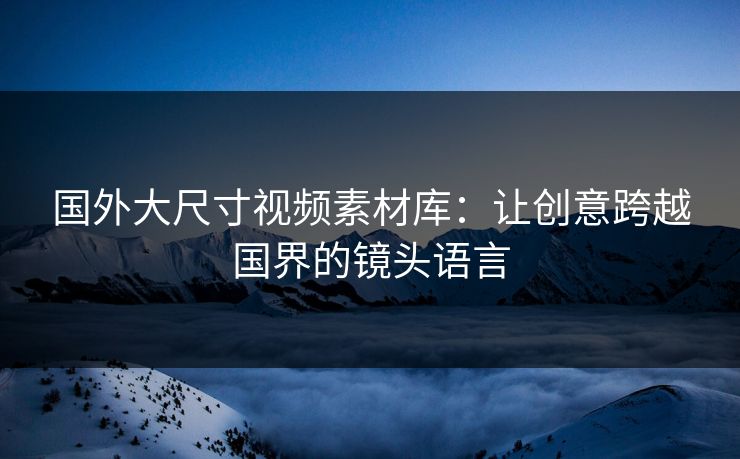 国外大尺寸视频素材库：让创意跨越国界的镜头语言