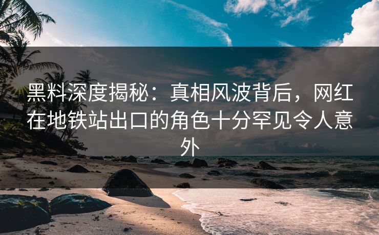 黑料深度揭秘：真相风波背后，网红在地铁站出口的角色十分罕见令人意外
