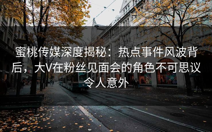 蜜桃传媒深度揭秘：热点事件风波背后，大V在粉丝见面会的角色不可思议令人意外