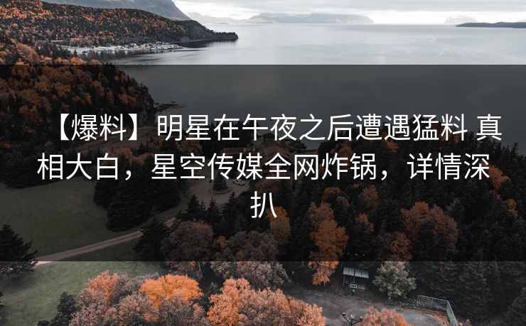 【爆料】明星在午夜之后遭遇猛料 真相大白，星空传媒全网炸锅，详情深扒