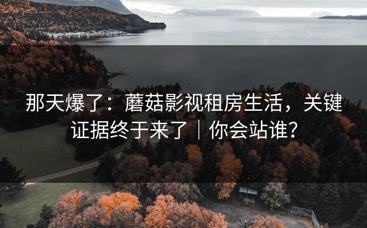 那天爆了：蘑菇影视租房生活，关键证据终于来了｜你会站谁？